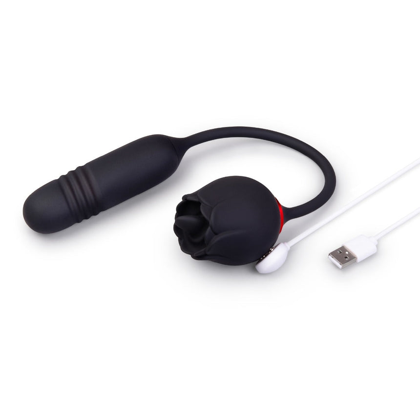 The Lick & Thrust Rose Rechargeable Licking, Vibrating & Thrusting Vibe