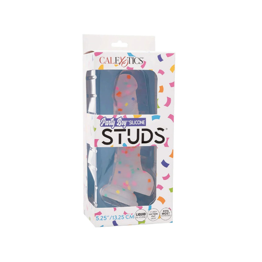 6" Party Boy Silicone Studs Dong with Suction Cup Multicolor