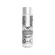 Silver and white 4 oz pump bottle of System JO All-In-One Fragrance-Free Silicone-Based Sensual Massage Glide.
