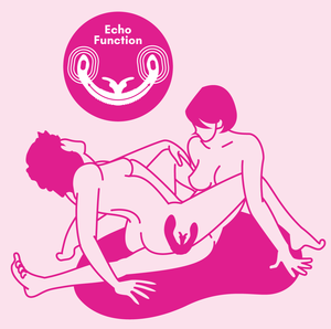 The Echo Function in use showing two women responding to the vibrations of the Together™ Couples' Vibrator