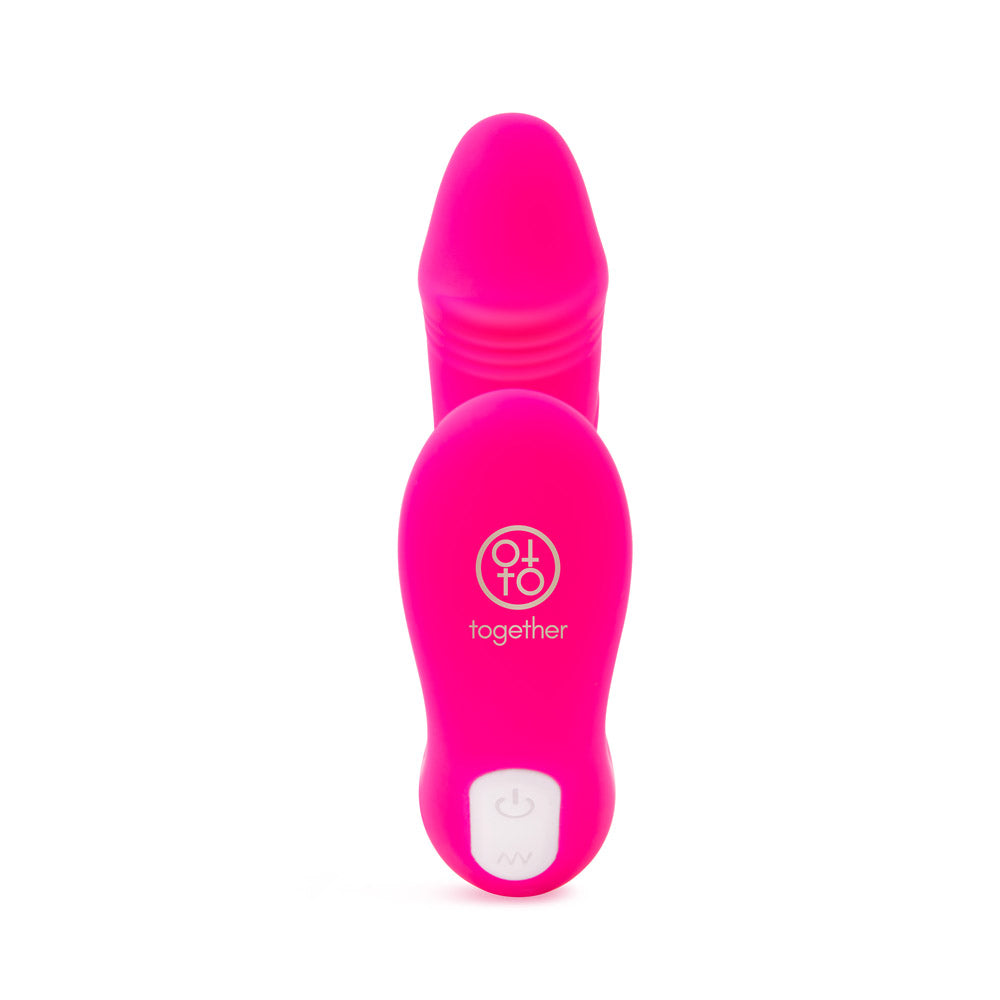 Bottom view of the power button of the Together Vibes Internal Kisses Remote Controlled Vibrator