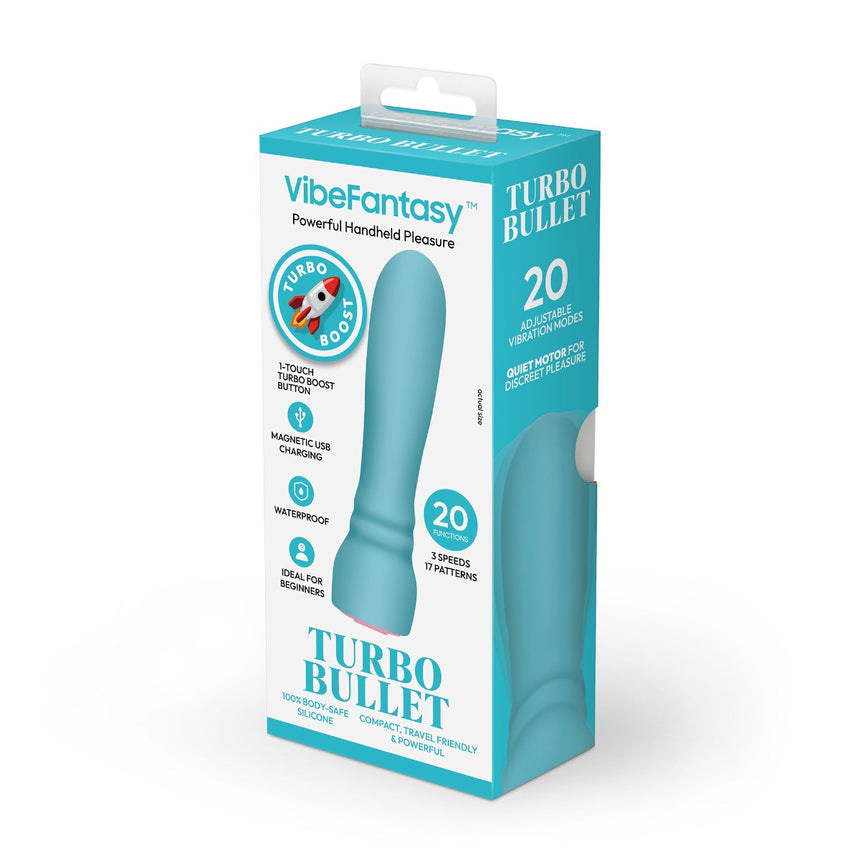 VibeFantasy Turbo Boost Bullet Rechargeable Vibrating Massager Powerful Handheld Pleasure Turquoise