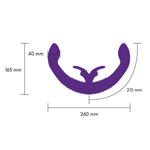 Specifications and Measurements of the NEW Together Vibes Couple's Vibrator in Purple with Remote Control